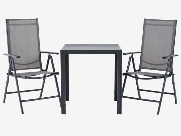 JERSORE 70 masă + 2 MELLBY scaun negru