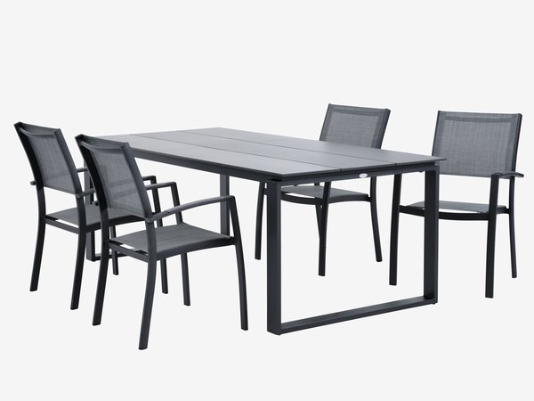 KOPERVIK C215 mesa + 4 STRANDBY cadeira cinzento