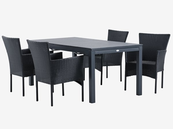 VATTRUP L170/273 table + 4 AIDT chaises noir