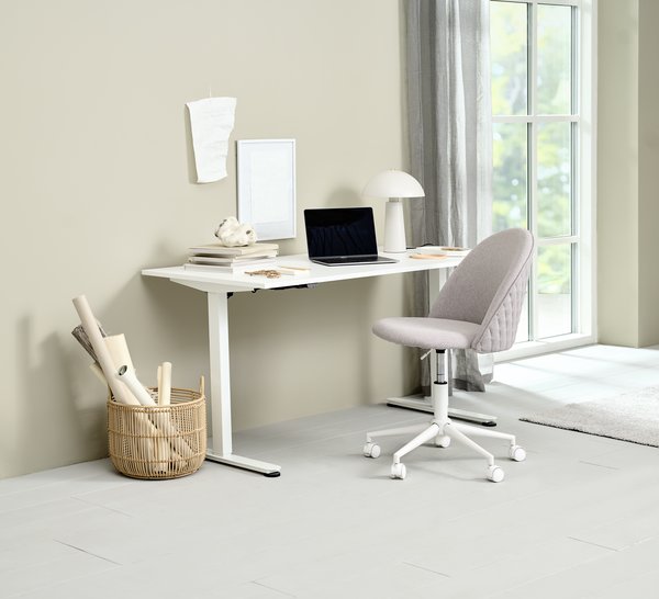 Silla de escritorio KOKKEDAL tela gris/blanco