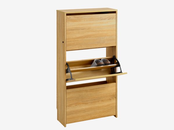 Shoe cabinet BAKHUSE 3 compartments oak colour