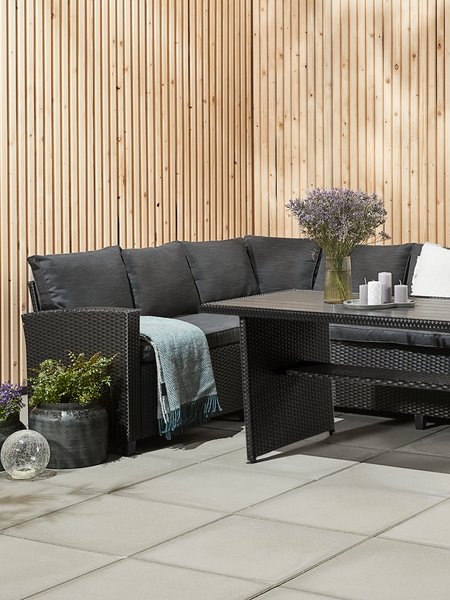 Set lounge AGERMOSE 6 posti con vano contenitore nero