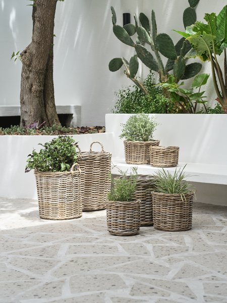 Planter basket SANSEBIE D35/27 kubu natural set of 2
