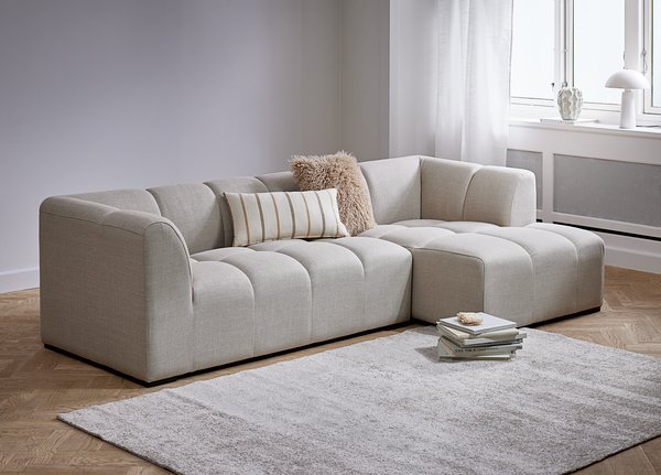 Bank ALLESE chaise longue rechts beige stof