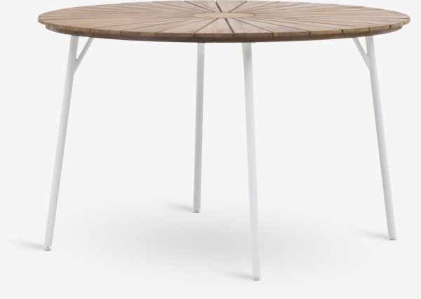 Mesa de jardín BASTRUP Ø120 madera dura/blanco