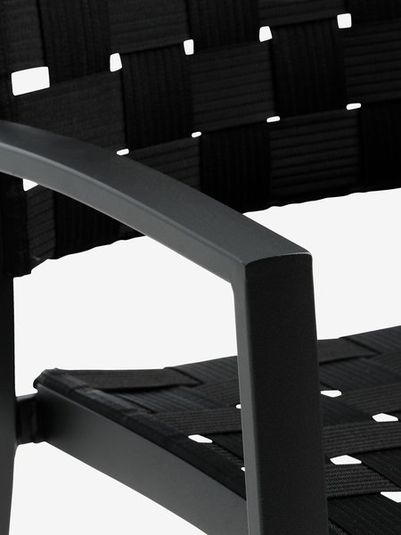 Mesa VAMDRUP Ø120 gris + 4 sillas JEKSEN negro