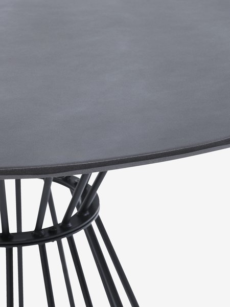 Table FAGERNES Ø110 gris + 4 chaises NABE noir