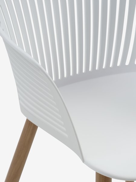 HESTRA Ø126 stôl tvrdé drevo + 4 VANTORE stolička biela
