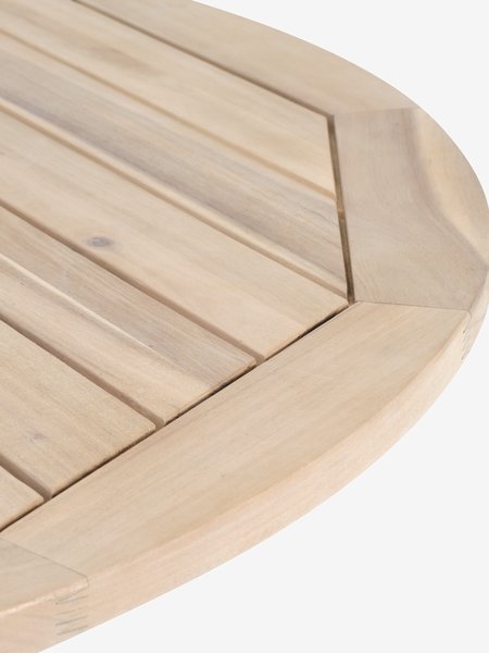 HESTRA Ø126 stôl tvrdé drevo + 4 GAMMELBY kreslo sivá