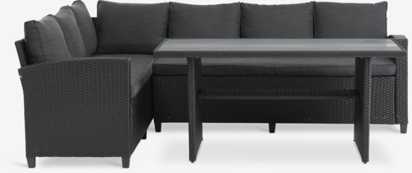 Set lounge AGERMOSE 6 posti con vano contenitore nero