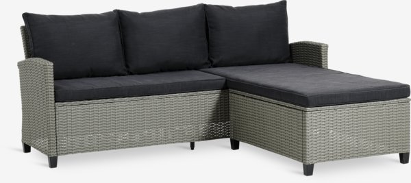 Loungebank ONDRUP 3-persoons chaise longue grijs