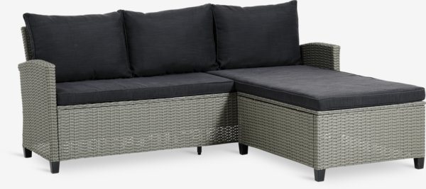 Lounge-Sofa mit Chaiselongue ONDRUP 3 Personen grau