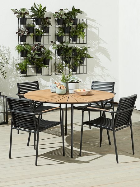 RANGSTRUP Ø130 stôl prírodná/čierna+ 4 NABE stolička čierna