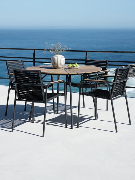 RANGSTRUP Ø110 τραπέζι φυσικό/μαύρο + 4 NABE καρέκλες μαύρο
