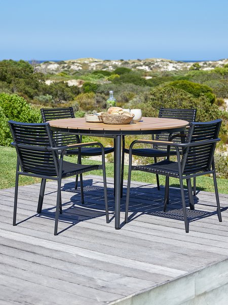 TAGEHOLM Μ118/168 τραπέζι φυσικό + 4 NABE καρέκλες μαύρο