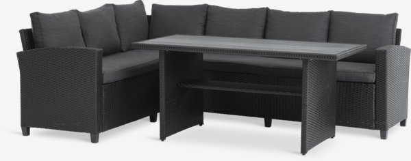 Ensemble lounge AGERMOSE 6 personnes rangement noir