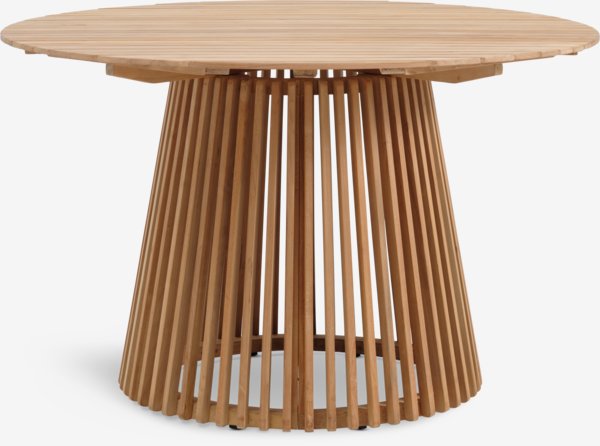 UDBYNEDER Ø120 table teck + 4 TUERNE chaises naturel