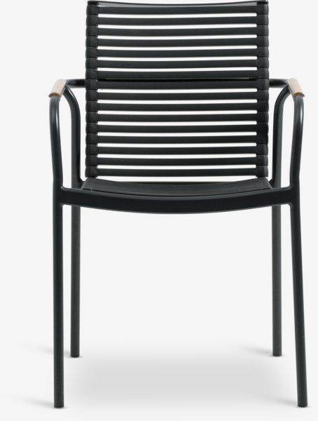 FAGERNES Ø110 table gris + 4 NABE chaises noir