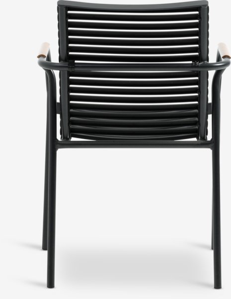 FAGERNES Ø110 table gris + 4 NABE chaises noir