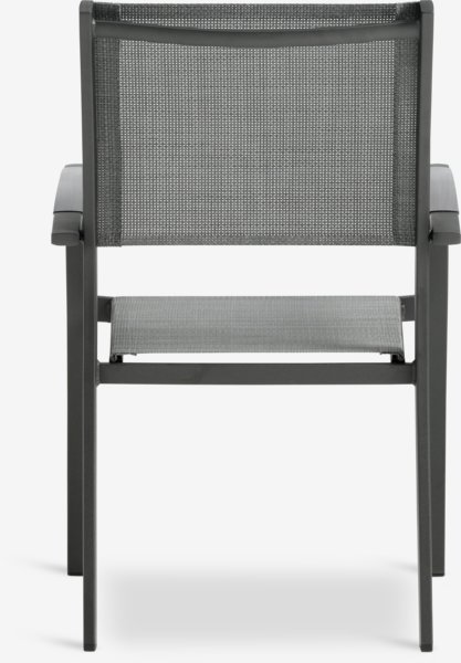 Table KOPERVIK L215 gris + 4 chaises STRANDBY empilable gris