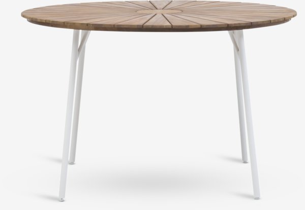 Table de jardin BASTRUP Ø120 bois dur/blanc