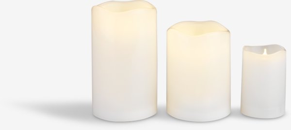 LED pillar candle SOREN D6xH9cm white