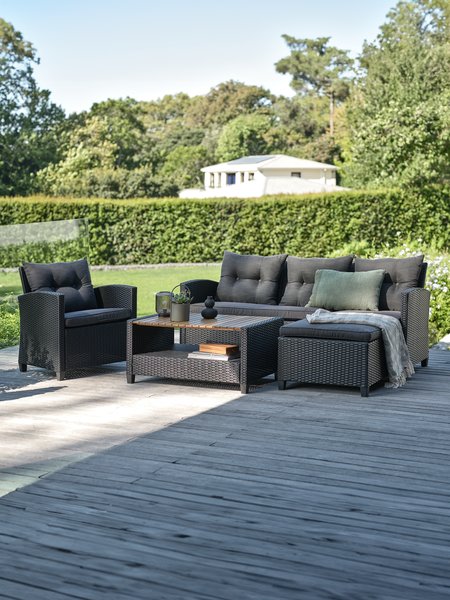 Loungeset VEN 4-persoons chaise zwart