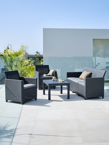 Set muebles jardín MOLDE 5 plazas gris