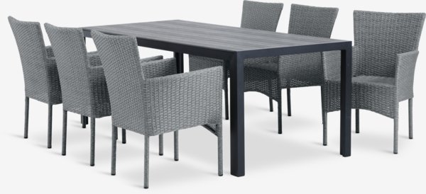 Mesa PINDSTRUP L205 + 4 sillas AIDT gris