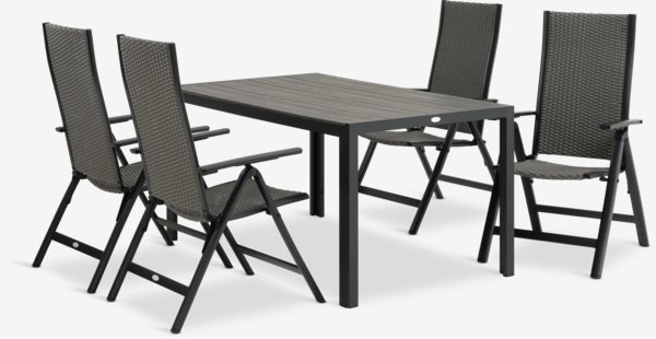 PINDSTRUP P150 pöytä + 4 UGLEV tuoli harmaa