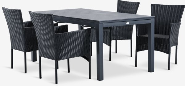 Mesa VATTRUP L170/273 + 4 sillas AIDT negro