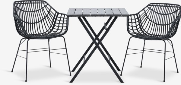 SANDVIKA Μ70 τραπέζι + 2 ILDERHUSE καρέκλες μαύρο