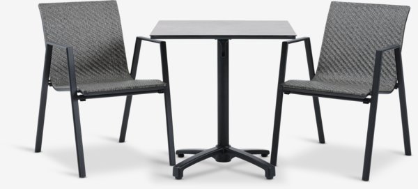 TIPMOSE L70 table + 2 DOVERODDE chair grey