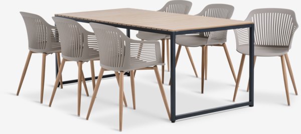 DAGSVAD L190 table naturel + 4 VANTORE chaises sable
