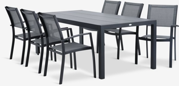 HAGEN L214 tafel + 4 STRANDBY stoelen grijs