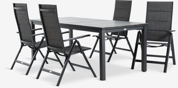 MOSS H214/315 asztal + 4 MYSEN szék szürke