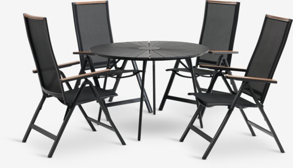 RANGSTRUP Ø110 pöytä + 4 BREDSTEN tuoli musta
