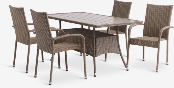 STRIB L150 tafel + 4 GUDHJEM stoel naturel