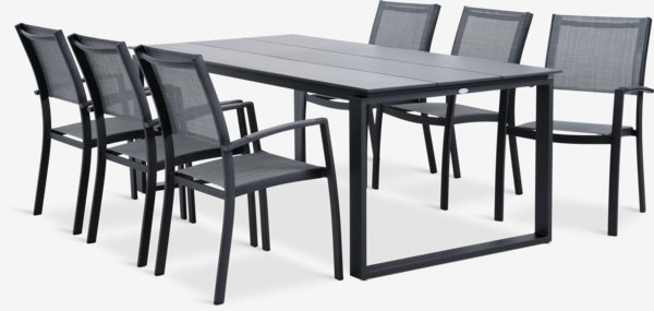 KOPERVIK H215 asztal + 4 STRANDBY szék szürke