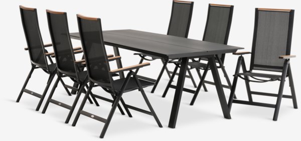 FAUSING L220 tafel + 4 BREDSTEN stoel zwart
