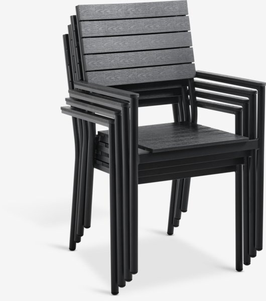 MADERUP L150 bord svart + 4 PADHOLM stol svart
