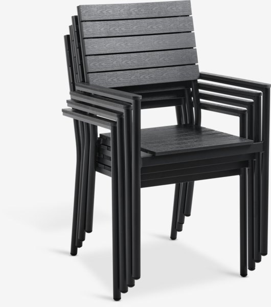 Mesa MADERUP L150 + 4 sillas PADHOLM negro