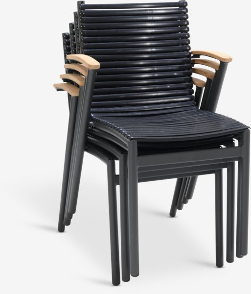 BARSMARK L210 bord teak + 4 SADBJERG stol svart