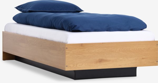 Bed frame ELLINGE Single w/storage oak colour