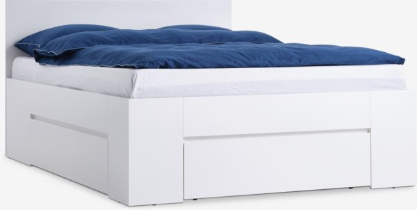 Bed frame LIMFJORDEN 3 drawers Euro Double white