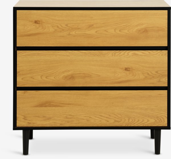 3 drawer chest ODENSE oak colour/black