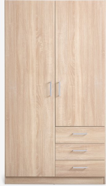 Kleiderschrank FANDRUP 97x176 2 Türen 3 Schubl eiche hell