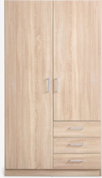 Armario FANDRUP 97x176 2 puertas 3 cajones color roble claro