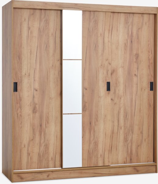 Wardrobe ODDER 179x201 3 sliding doors w/mirror oak