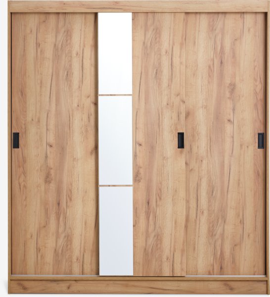 Wardrobe ODDER 179x201 3 sliding doors w/mirror oak